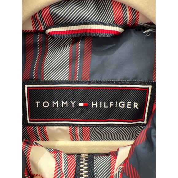 Tommy Hilfiger Full Zip Plaid Quilted Puffer Vest Womens Medium Blue Red Polyest - Picture 4 of 8
